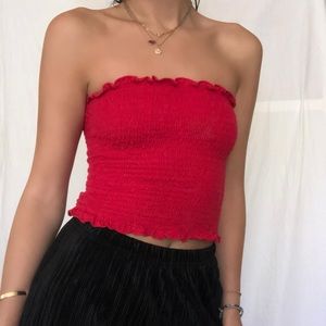 Better Be red ruched tube top